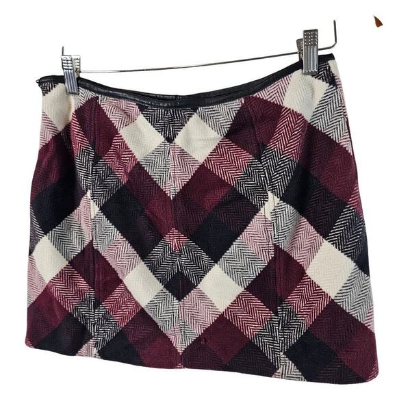 Free People Mini Skirt Womens Small Red Twiggy Herringbone Y2K Clueless Preppy - Picture 2 of 9